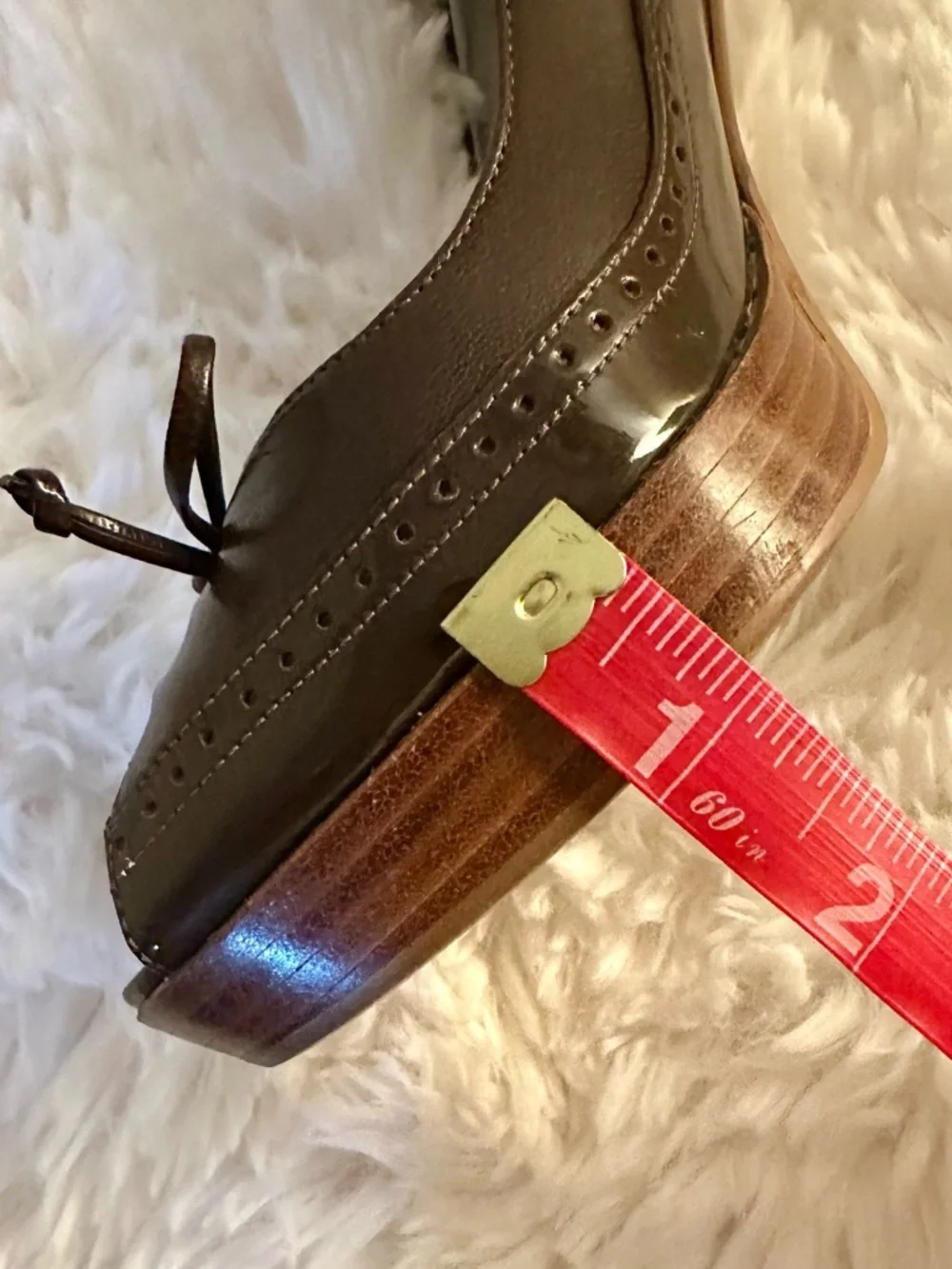 Marc Fisher Brown Leather Peep Toe Platform Heels Size 8 Classic Work Pumps - Picture 13 of 16